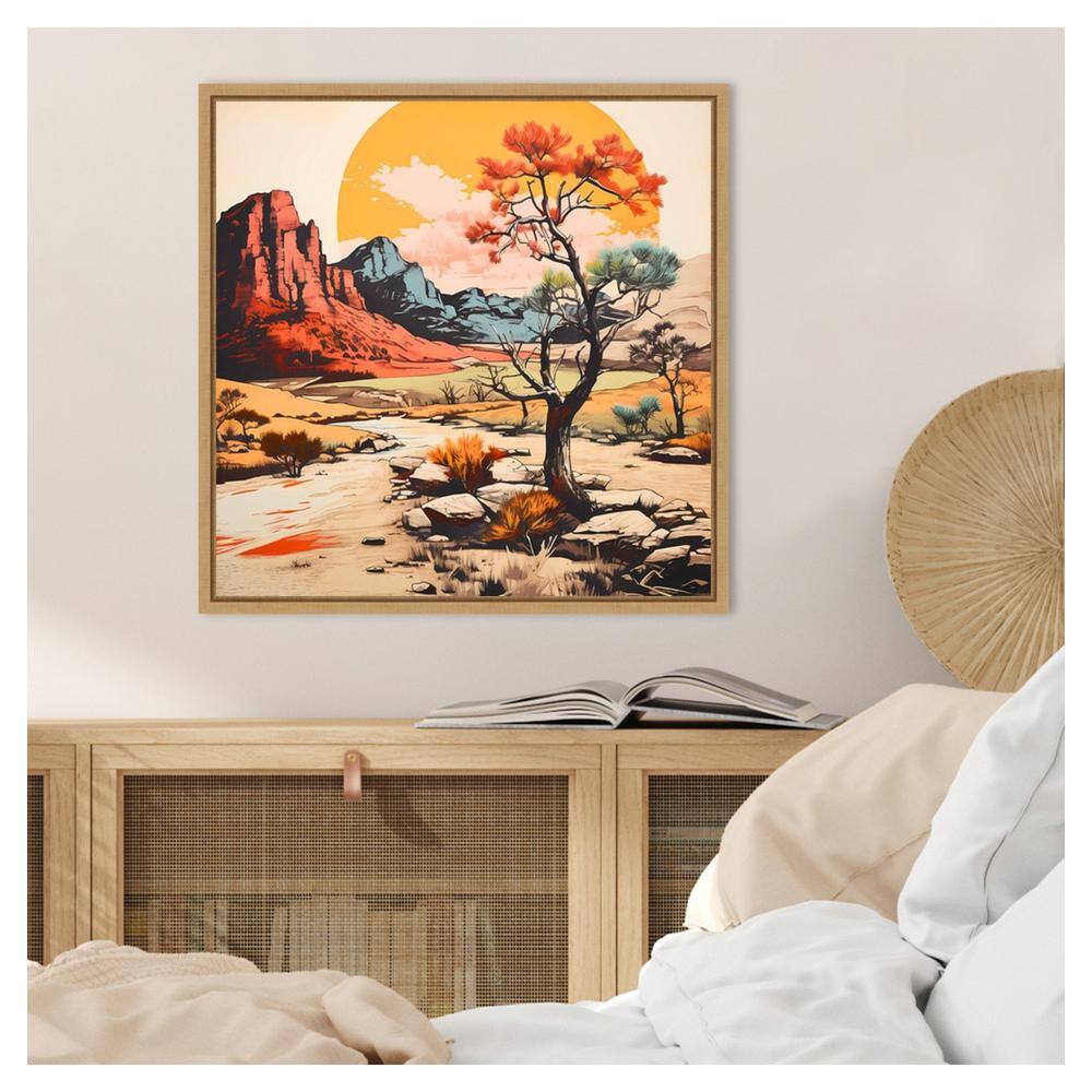 The Desert Path V Scenic Landscape Canvas Art with Maple Frame