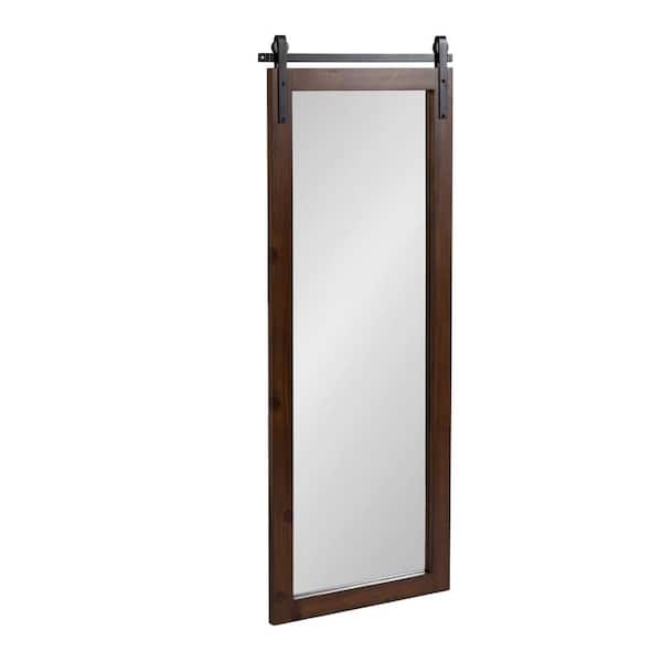 Kate and Laurel Cates 19.5 in. W. x 50.5 in. H Wood Walnut Brown Rectangle Farmhouse Framed Decorative Wall Mirror