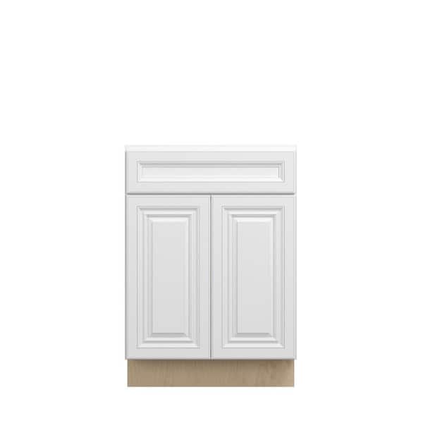 Kunal Kitchens Damascus Raised 24 in. W x 34.5 in. H x 18 in. D in French Vanilla Plywood Assembled Bath Base Cabinet