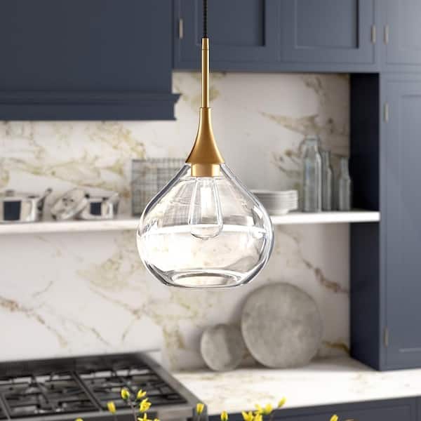 Ida 1-Light Brass Pendant with Clear Glass Shade