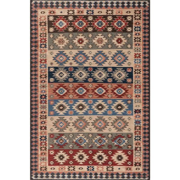 Balsam Kilim Machine Washable Multi 3 ft. x 5 ft. Indoor Area Rug