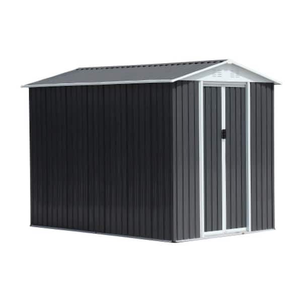 Clihome Gray 9 ft. W x 6 ft. D Metal Garden Shed Patio Storage Shed (72 sq. ft.)