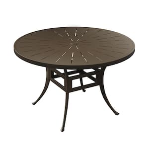 48 in. Cast Aluminum Round Dining Table with Umbrella Hole