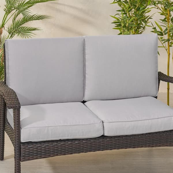 Noble House Terry 22 in. x 17.75 in. 2-Piece Outdoor Loveseat Cushion Set in Silver