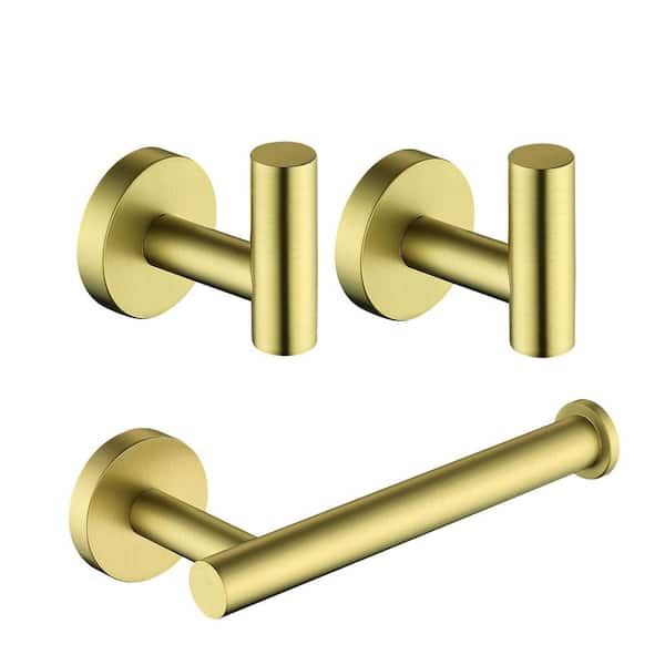 ruiling 3 -Piece Bath Hardware Set with Mounting Hardware in Stainless Steel Brushed Gold