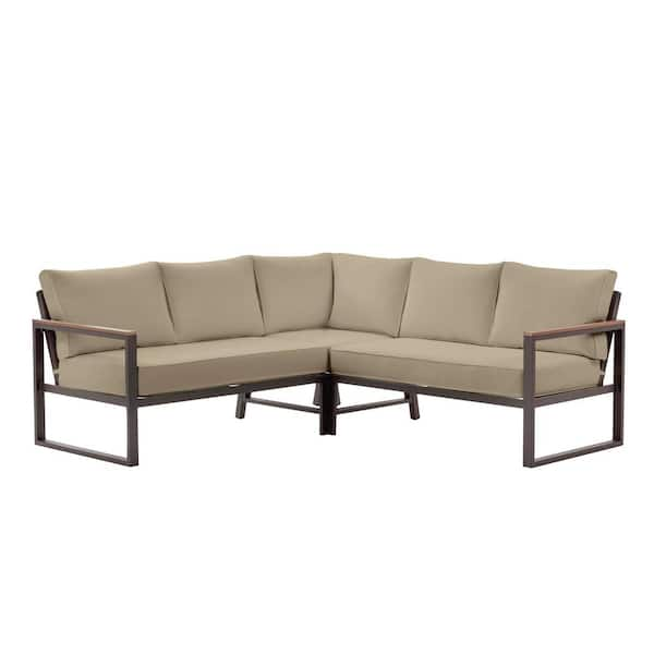 west park black aluminum outdoor patio sectional sofa seating set