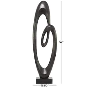 Black Aluminum Swirl Abstract Sculpture with Black Base