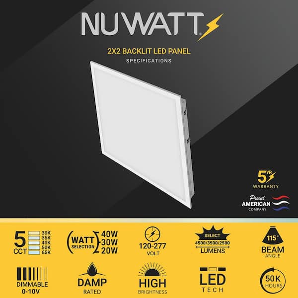 2 ft. x 2 ft. Integrated Backlit LED Panel Internal Driver Drop in Ceiling 4400 Lumen Dimmable 4000K 120-277V (4-Pack)