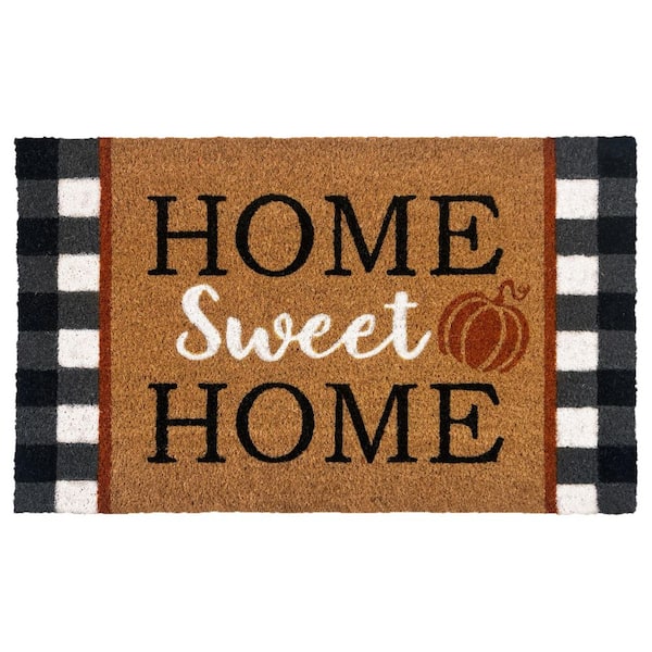 Buffalo Check Fall Brown 30 in. W x 18 in. L Natural Printed Coco Fibers with Rubber Backing Outdoor Door Mat