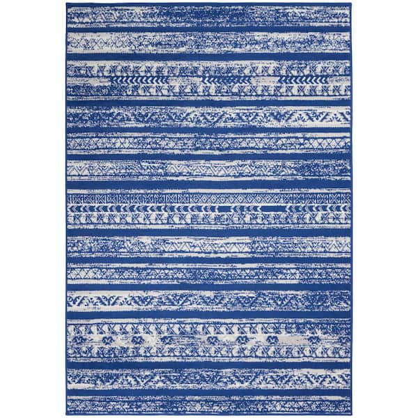 Nourison Whimsicle Navy Ivory 6 ft. x 9 ft. Abstract Contemporary Area Rug