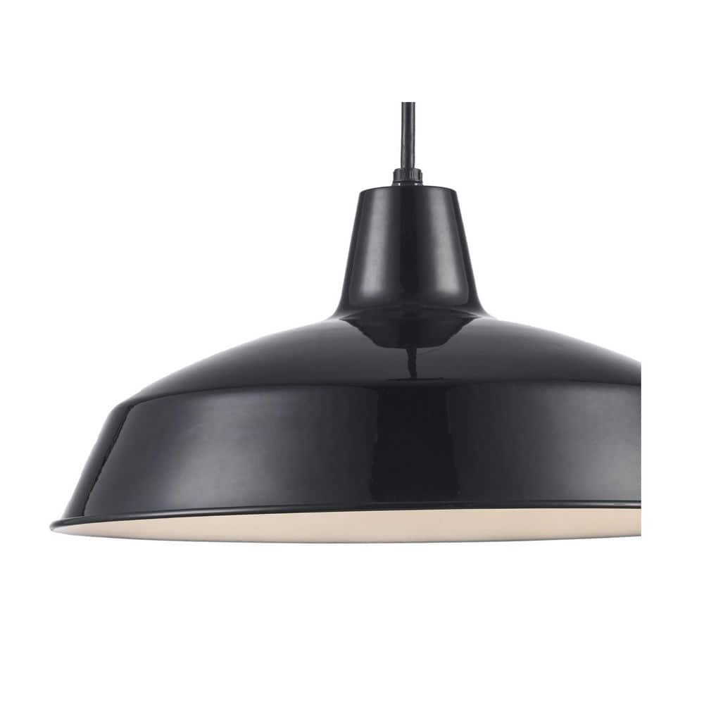 Sherman Industrial Black Metal Dome Pendant Light 15.5"