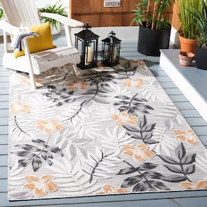 Cabana Gray/Ivory 8 ft. x 10 ft. Floral Striped Indoor/Outdoor Area Rug