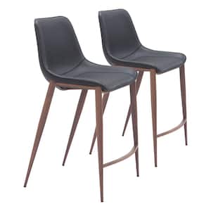 Magnus 25.8 in. Solid Back Plywood Frame Counter Stool with Faux Leather Seat - (Set of 2)