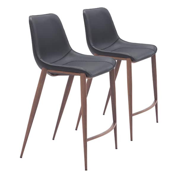 ZUO Magnus 25.8 in. Solid Back Plywood Frame Counter Stool with Faux Leather Seat - (Set of 2)