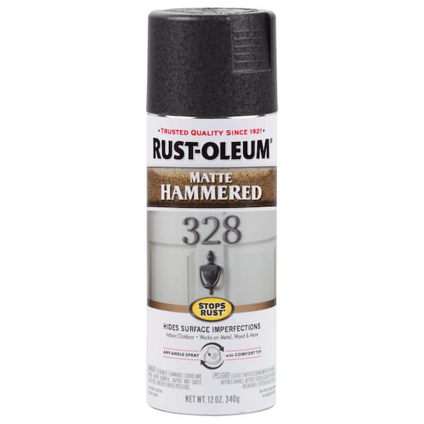 Rust-Oleum 300607-6PK Stops Rust Hammered Spray Paint, 12 oz, Matte Black, 6 Pack