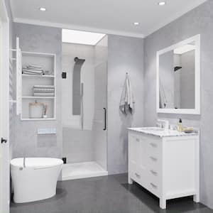 Passion 24 in. W x 72 in. H Frameless Hinged Shower Door in Gunmetal