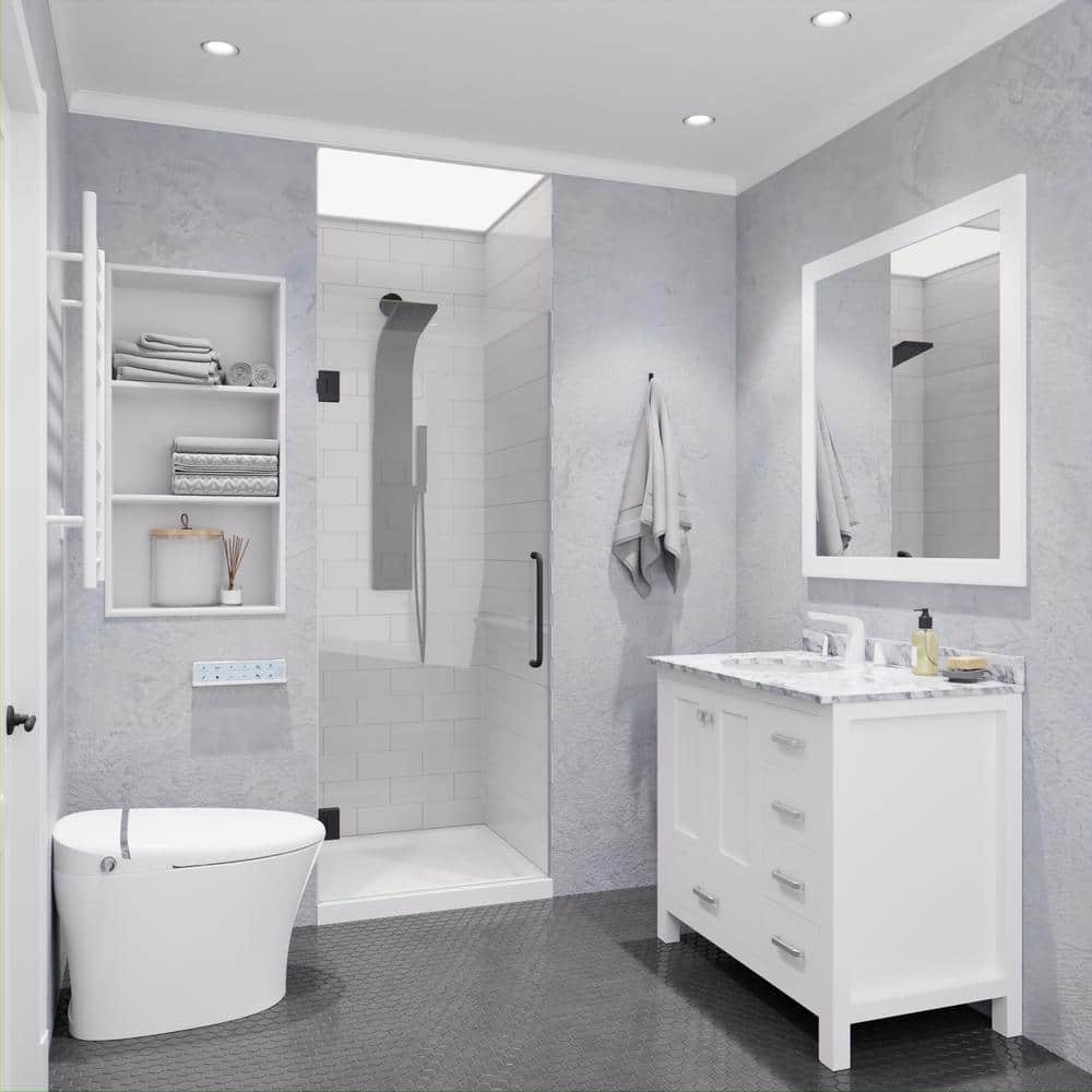 Gunmetal Frameless 30" x 72" Hinged Shower Door with Handle