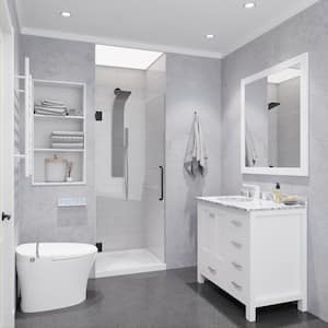 Passion 30 in. W x 72 in. H Frameless Hinged Shower Door in Gunmetal