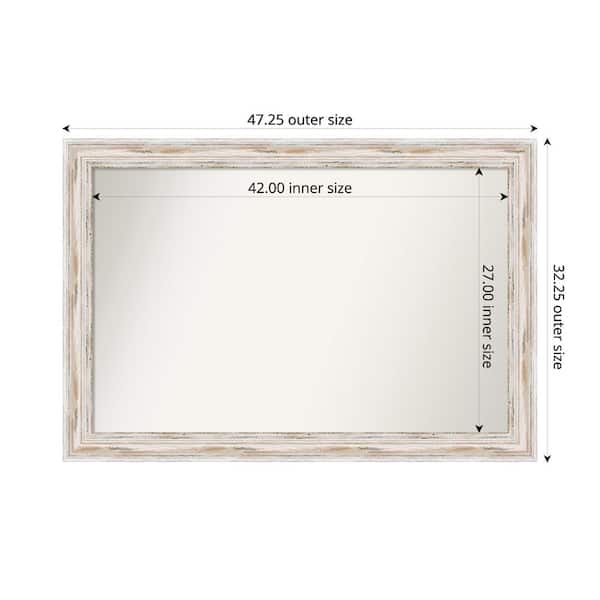 Amanti Art Alexandria Whitewash 47.25 in. x 32.25 in. Custom Non-Beveled Wood Framed Bathroom Vanity Wall Mirror