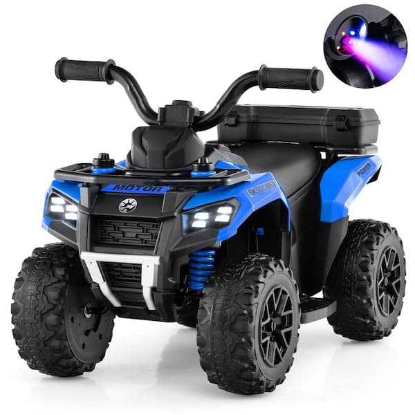6V Kids Ride On ATV w/ Music and Spray Function USB Port Storage Box Toy Car Blue
