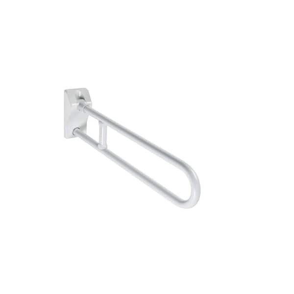 Unbranded 33 in. Antimicrobial Vinyl Coated Folding and Rotating Grab Bar in White