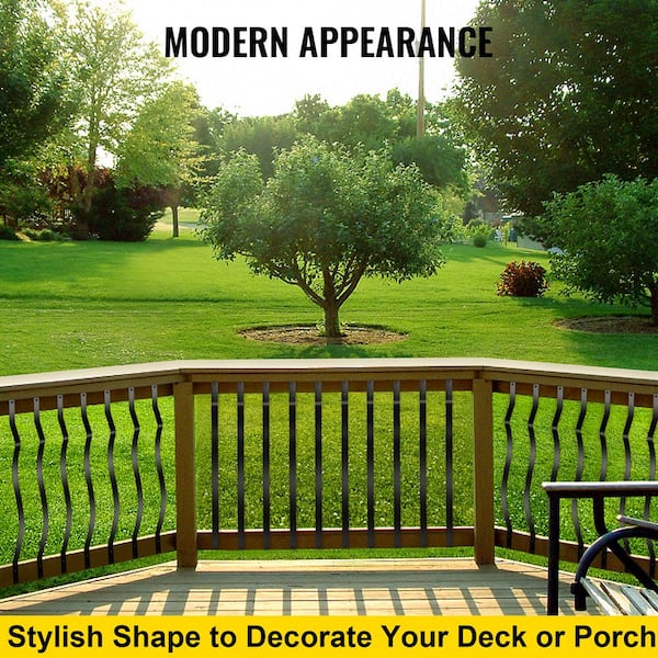 VEVOR 32.25 in. x 1 in. Deck Balusters Staircase Baluster Staircase Iron Baluster Wave Arc Baluster for Outdoor (26-Pack)