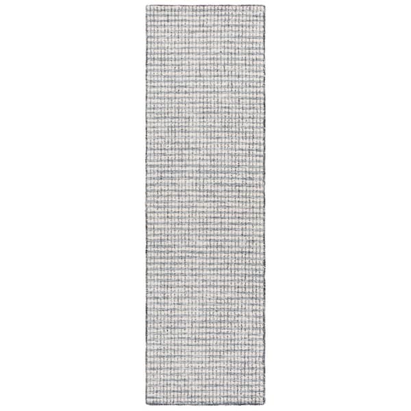 Abstract 2 ft. x 8 ft. Ivory/Black Casual Grid Runner Rug