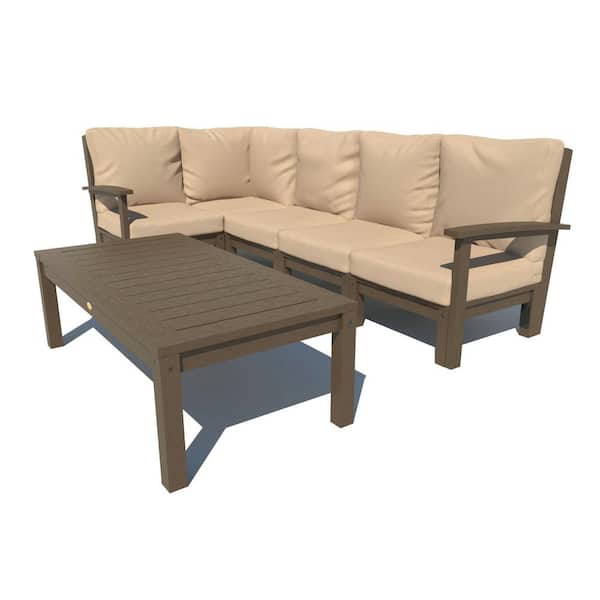 Highwood Bespoke Deep Seating 6-Piece Plastic Outdoor Sectional Set with Conversation Table and with Cushions