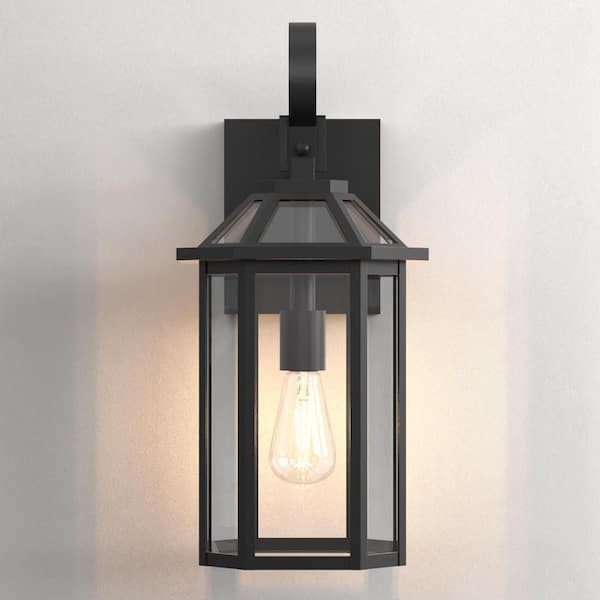 20.24 in. 1-Light Sand Grain Black Outdoor Hardwired Metal Exterior Garage Porch Wall Lights Sconces Lighting Fixtures