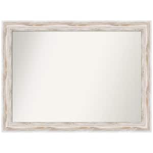 Alexandria White Wash 43 in. x 32 in. Non-Beveled Rustic Rectangle Wood Framed Wall Mirror in White
