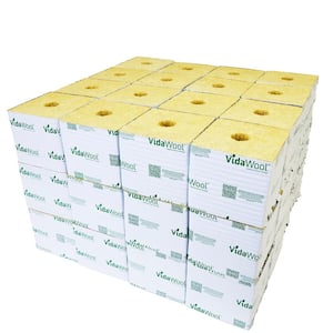 VidaWool Block-190 6 in. x 6 in. x 5.3 in. Mineral Wool Hydroponic Gardening Soilless Growing Medium (48-Pieces)
