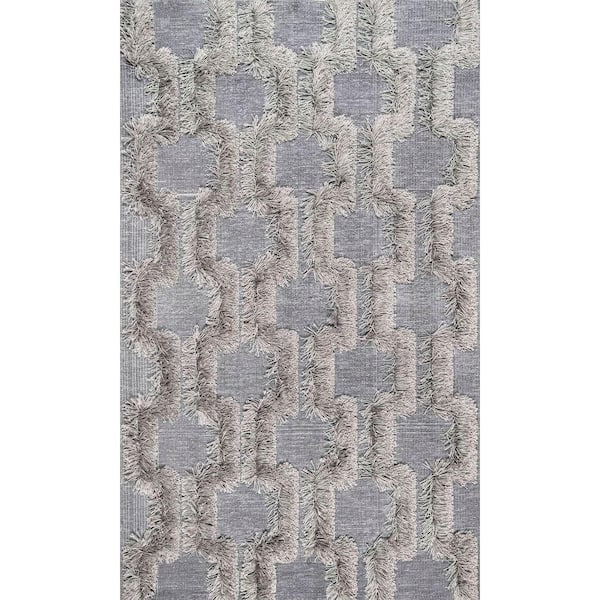 Bloc Shag Silver 4 ft. x 6 ft. Indoor Area Rug