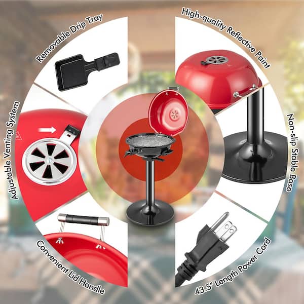 YIYIBYUS Red 2200-Watt 2-in-1 Outdoor Smokeless Grill Pot Cooking Accessory  Kit Household Electric Grill Plate HG-ZTYJ-5212 - The Home Depot