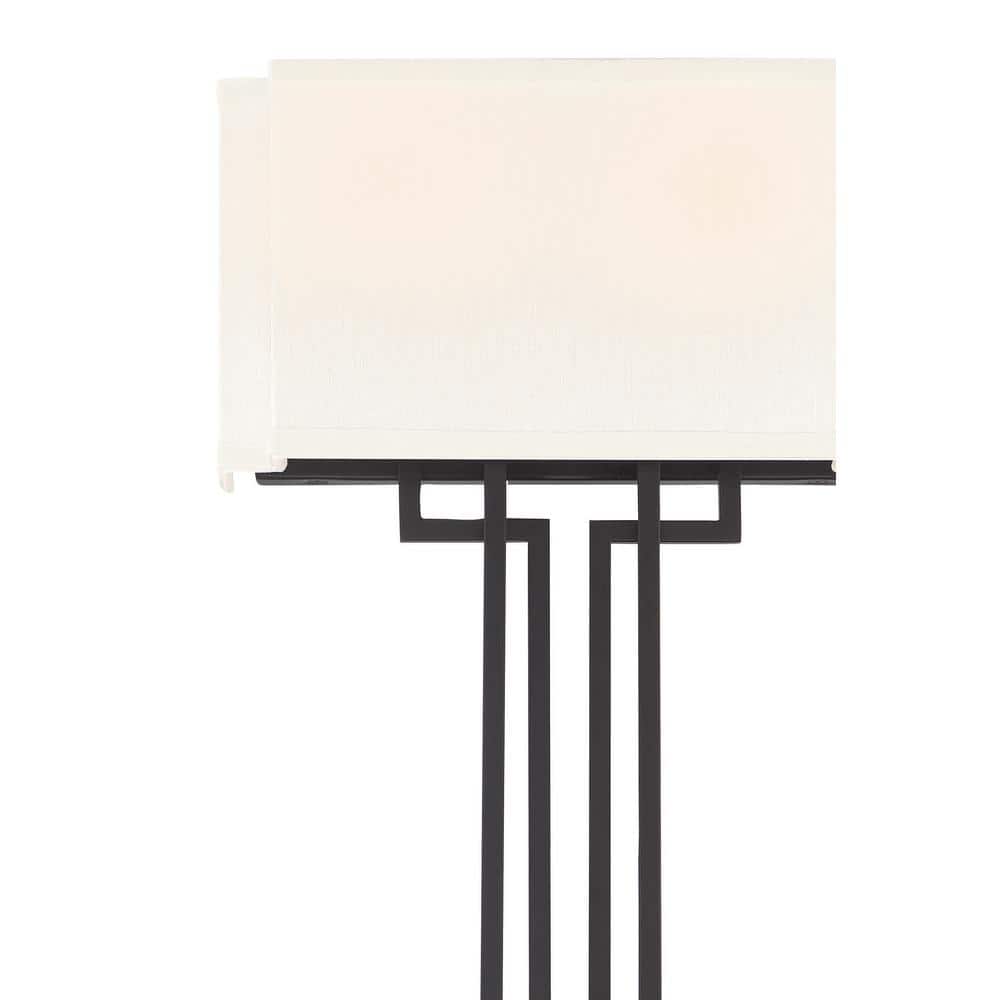 Coal and Polished Nickel 2-Light Dimmable Wall Sconce with White Linen Shade