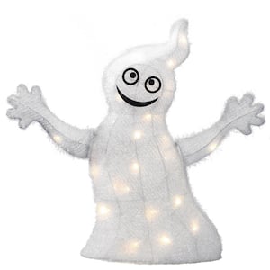 18 in. Pre-Lit Halloween Smiling Ghost Outdoor Decoration with 25 LED Lights