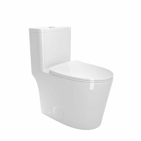 1.1/1.6 GPF Dual Flush Elongated Comfort Height Floor Mounted 1-Piece Toilet with Soft Close Seat, White
