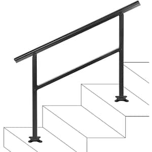 48 in. W x 35.5 in. H Adjustable Handrail Fits 3 Steps or 4 Steps Aluminum Handrails for Outdoor Steps, Black
