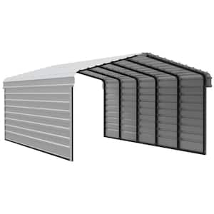 12 ft. W x 24 ft. D x 7 ft. H Eggshell Galvanized Steel Carport with 2-sided Enclosure