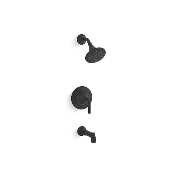 KOHLER Tone 1-Handle Tub and Shower Faucet Trim Kit with 1.75 GPM in Matte Black (Valve Not Included)