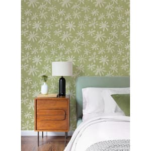 Green Sage Field of Flowers Peel & Stick Wallpaper Sample