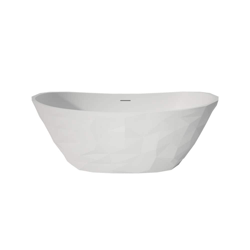 64 in. x 33 in. Solid Surface Stone Resin Flatbottom Freestanding Bathtub Soaking Bathtub in. Matte White price history on PriceWatchPro