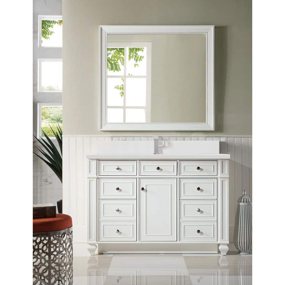 Bristol 48.0 in. W x 23.5 in. D x 34.0 in. H Bathroom Vanity in Bright White with White Zeus Silestone Quartz Top price history on PriceWatchPro