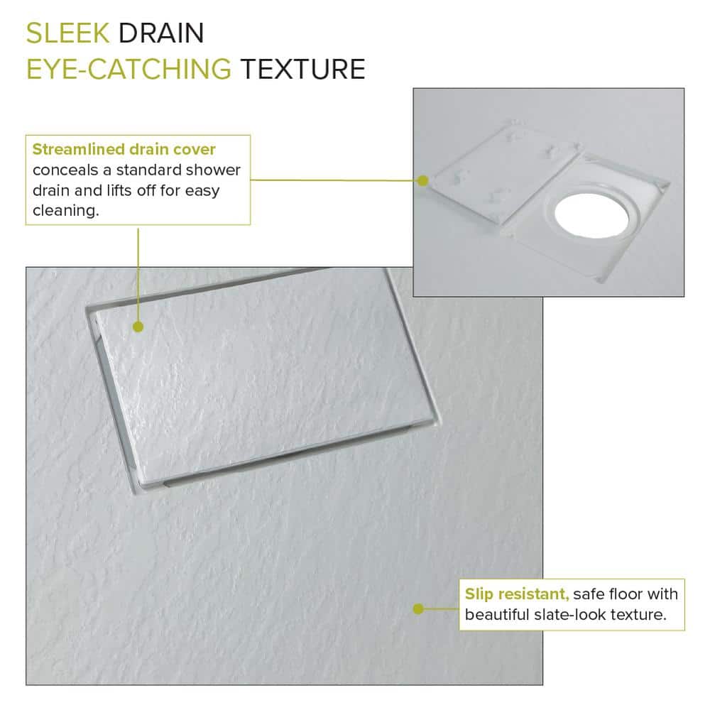 Gray 36'' Square Ultra Low Threshold Shower Base with Center Drain