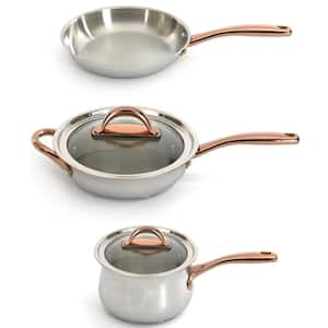 Ouro Gold 5-Piece 18/10 Stainless Steel Starter Set with Glass Lids & Rose Gold Handles