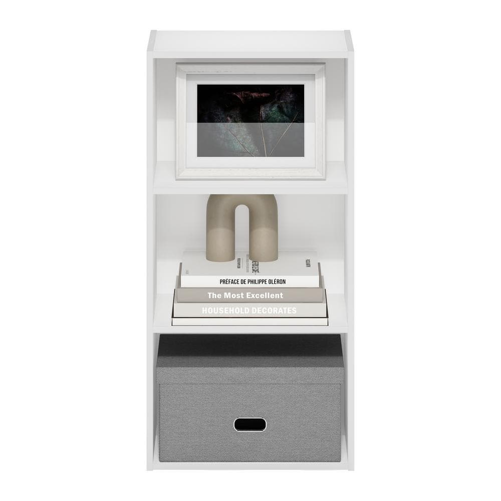 White Composite Wood 3-Tier Open Shelf Bookcase