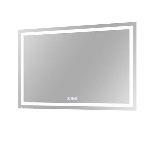 Morden White 40 in. W x 60 in. H LED Rectangle Aluminum Alloy Framed Vanity Wall Mirror