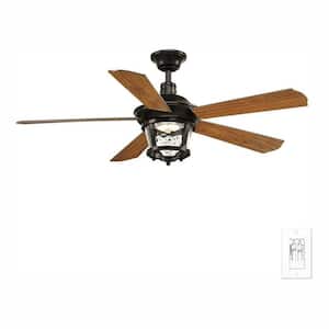 Smyrna 52 in. Indoor/Outdoor Integrated LED Antique Bronze Traditional Ceiling Fan with Remote for Patio or Porch