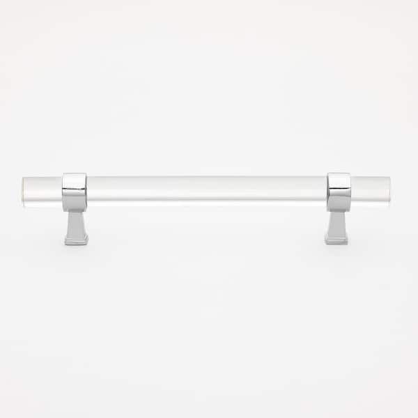 GlideRite 6-1/4 in. Center-to-Center Clear Acrylic Cabinet Drawer Pull with Polished Chrome Bases (10-Pack)