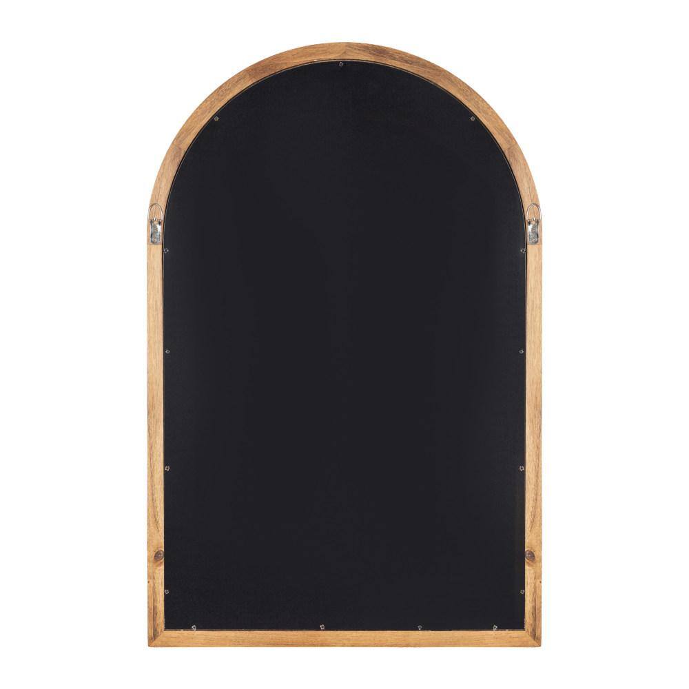 Rustic Brown Arched Wood Wall Mirror for Bathroom Vanity