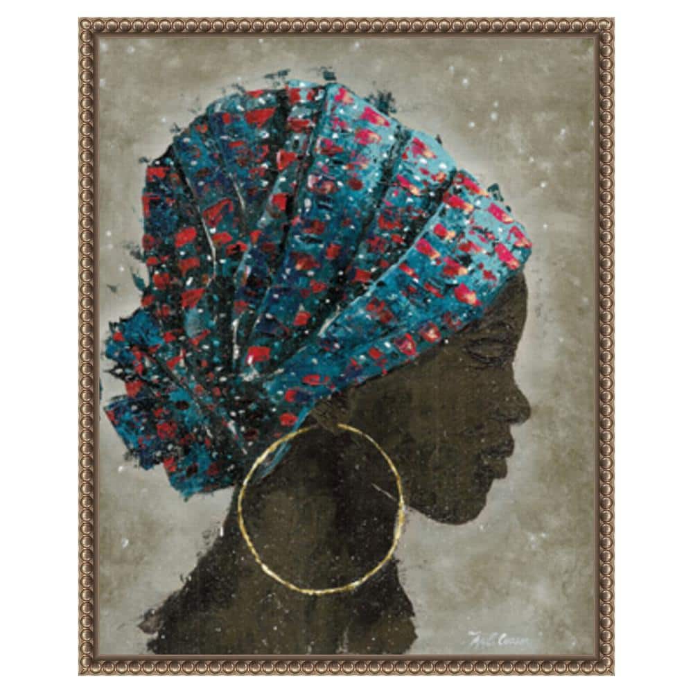 Profile of a Woman I Bronze Framed Canvas Wall Art